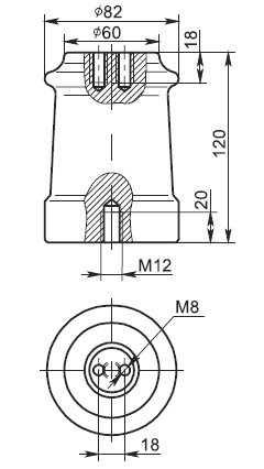 insulator io 10 3.75 (m8 bolt / m12 bolt) u3 supporting ceramic up to10 kv