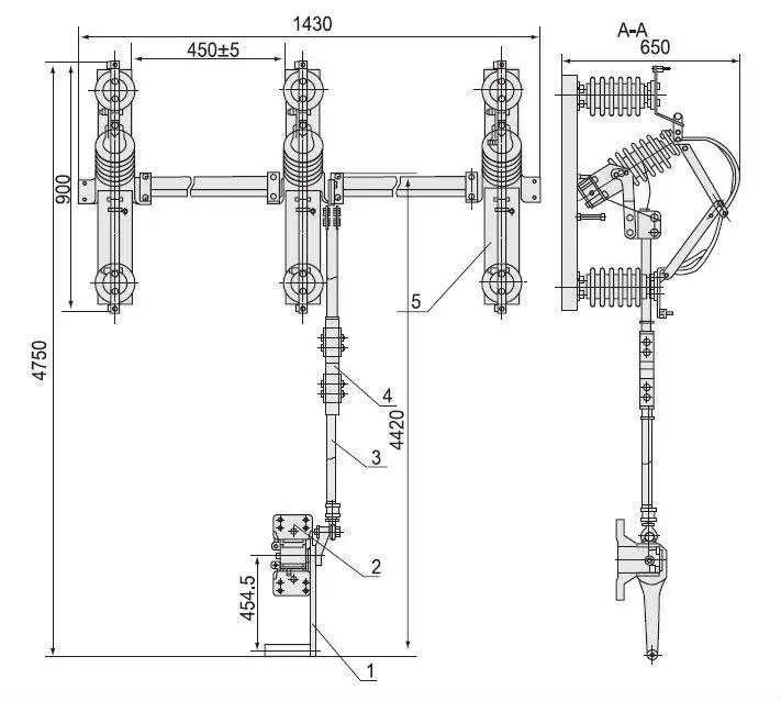 rh b 11kv and 33kv gang isolator switch